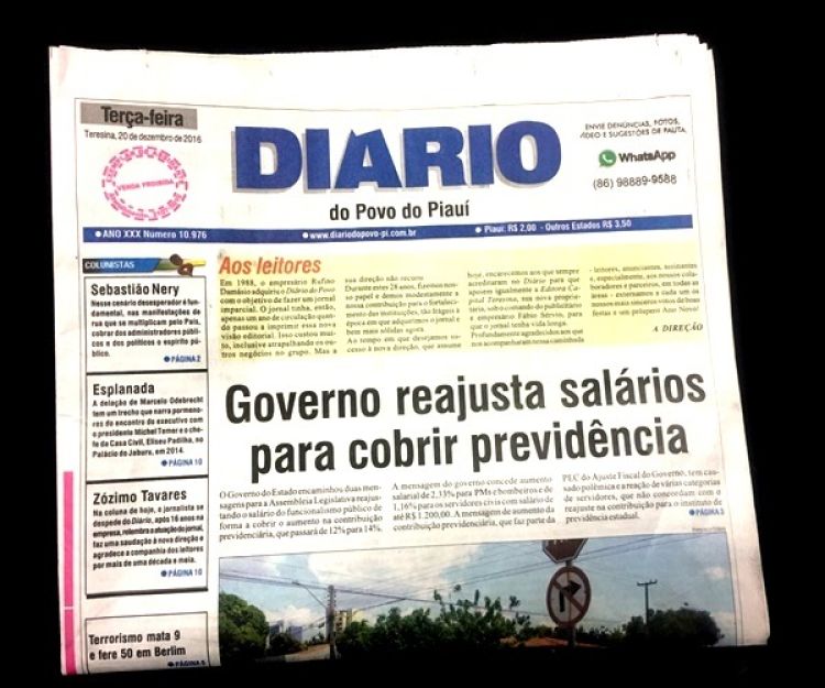 Morre o empresário R. Damásio em São Paulo; o extinto Diário do Povo do Piauí foi dirigido pelo Grupo R. Damásio 