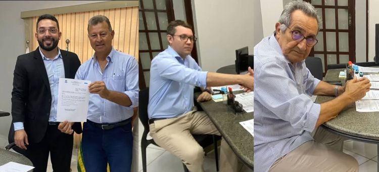 Joca Vidal, novo secretário de Desenvolvimento Econômico; Danilo Andrade, novo sec. de Educação; e Gil Borges, que segue na secretaria de Finanças