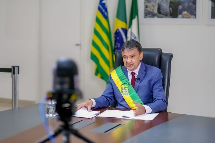 Wellington Dias no momento da solenidade virtual