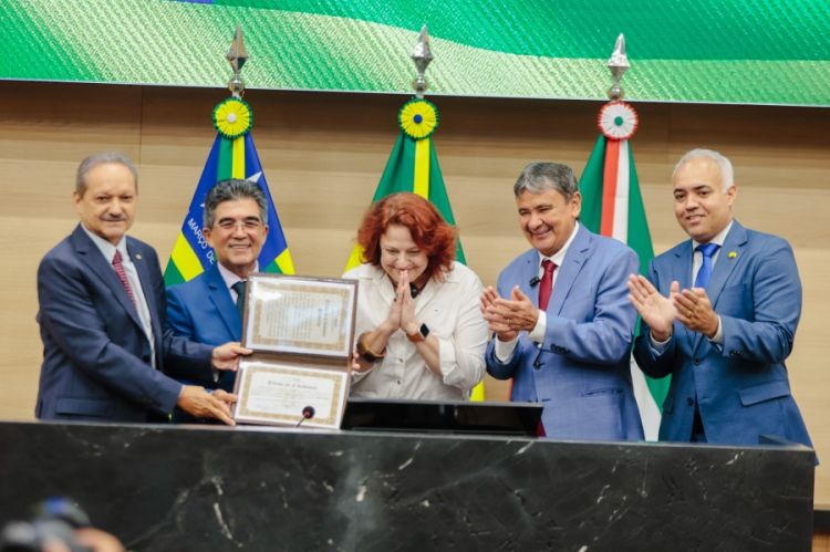 A homenageada, Inês Magalhães, contou um pouco de sua trajetória com o estado e se mostrou otimista com o futuro