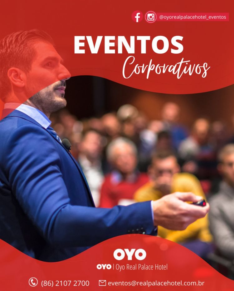 Eventos corporativos, reuniões, palestras, treinamentos no Oyo Real Palace Hotel